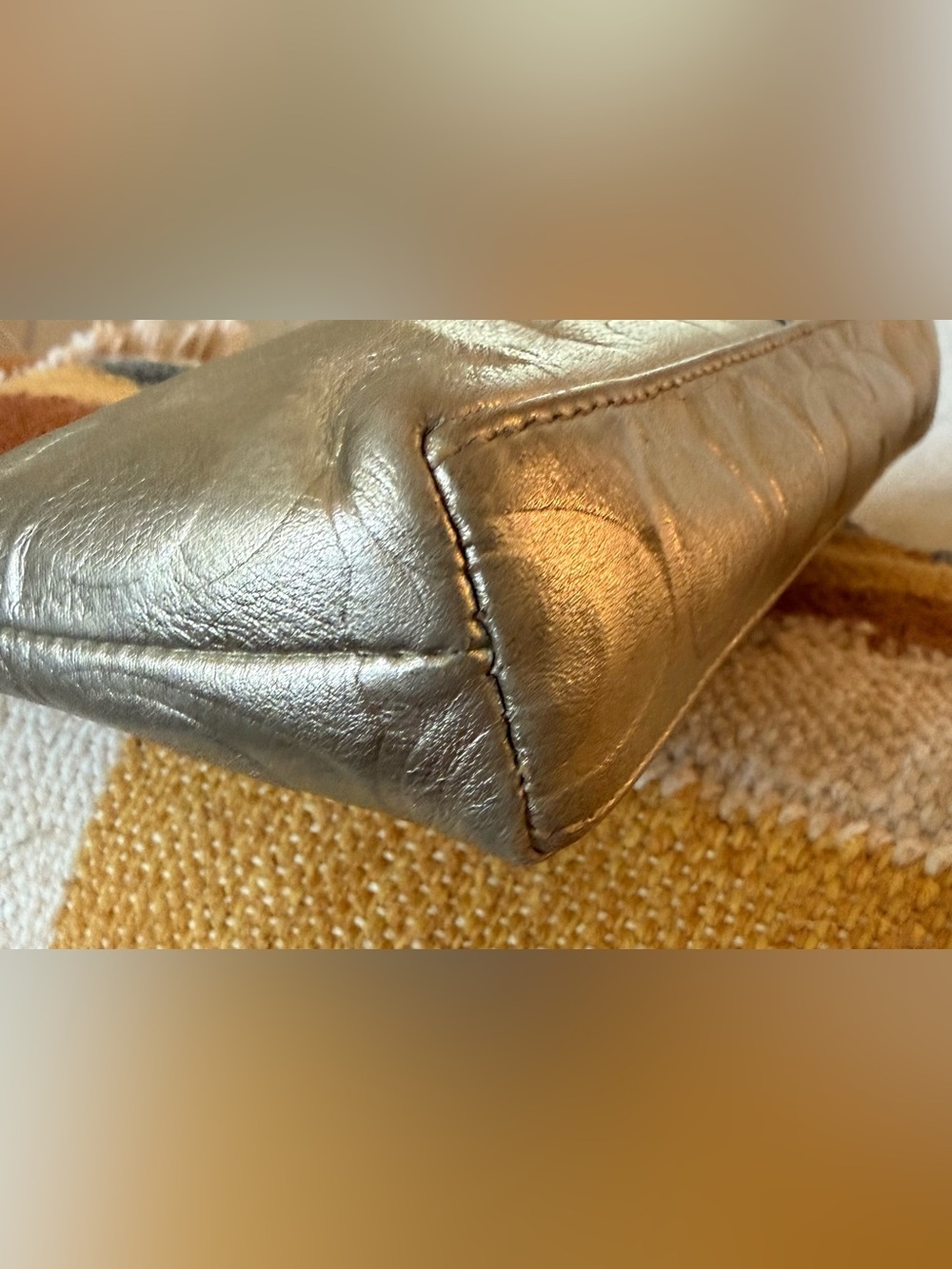 Coach Metallic Gold Embossed Signature Leather Wristlet Clutch Y2K - Picture 6 of 13